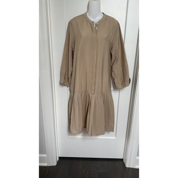 POETRY Dress Boho Tiered Flowy Natural Tan‎ Lagenlook Minimalism sz 12 - Picture 2 of 5